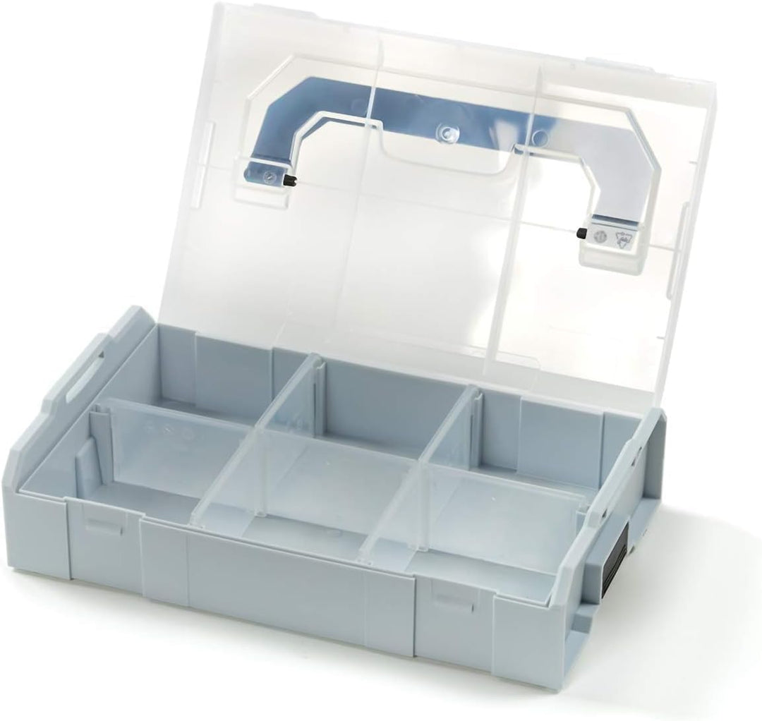 L-BOXX Mini 9er Set – Lichtgrau mit transparentem Deckel | Hochwertige Aufbewahrungsboxen für Schrau