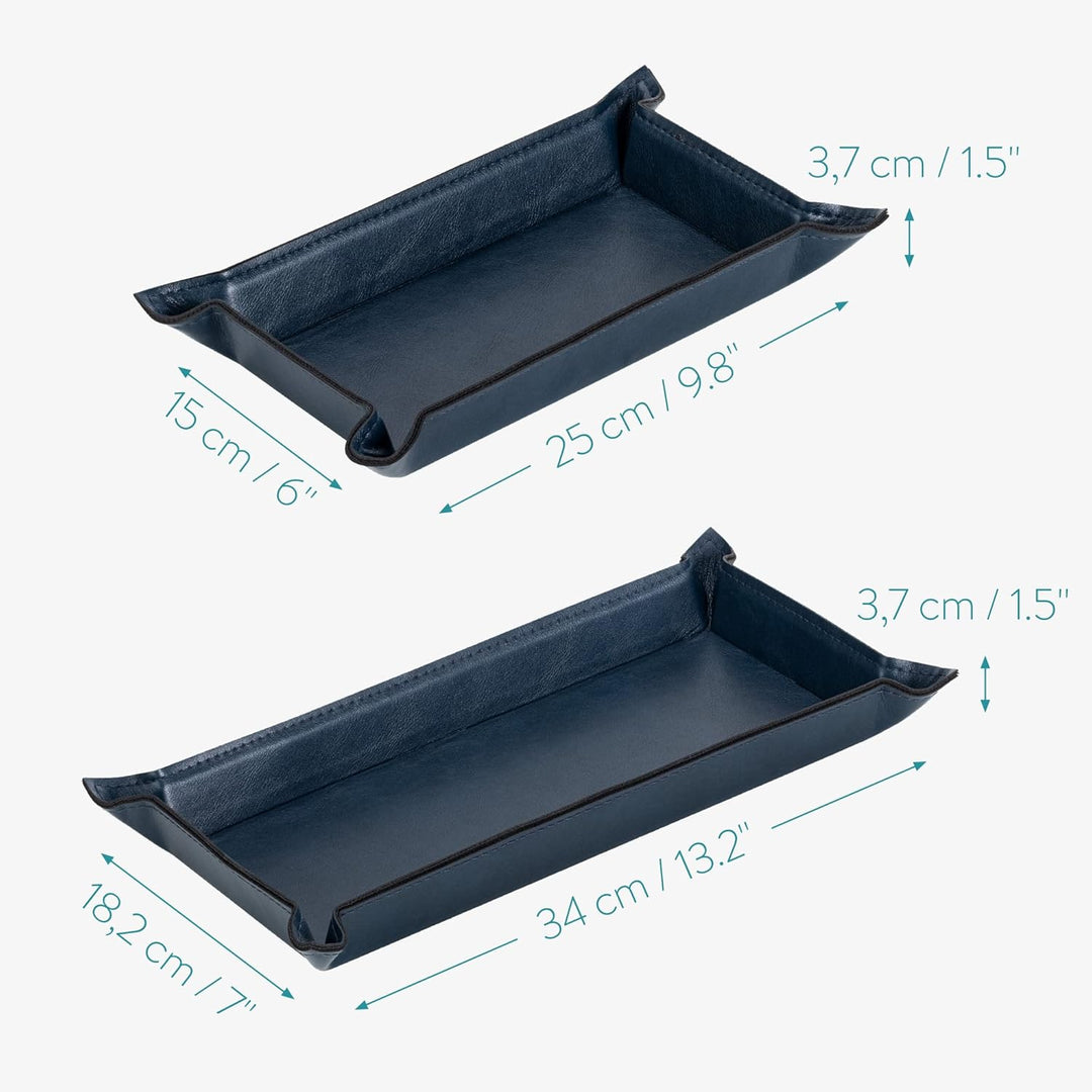 Navaris Lederschale Tablett aus Kunstleder - 2X Schale Ablage Leder - Ablageschale für Schmuck Schlü