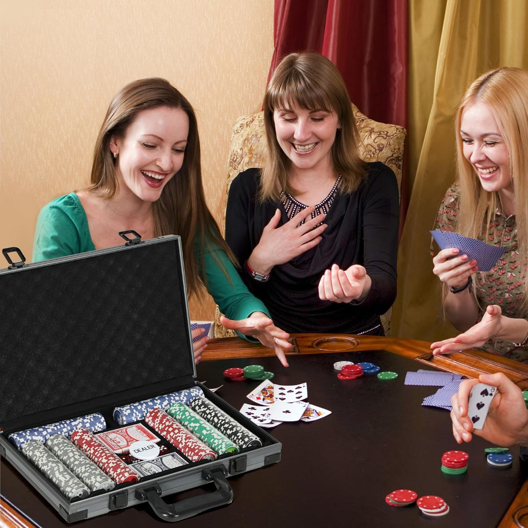 SPORTNOW Pokerkoffer Pokerset, Poker Komplett Set mit 400 Chips, 11,5 Gramm, 2 Kartendecks, 5 Würfel