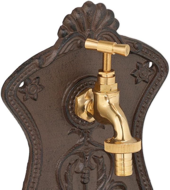 Relaxdays Wandbrunnen, nostalgischer Gartenbrunnen, Waschbecken & Wasserhahn, HBT: 42 x 24,5 x 11,5