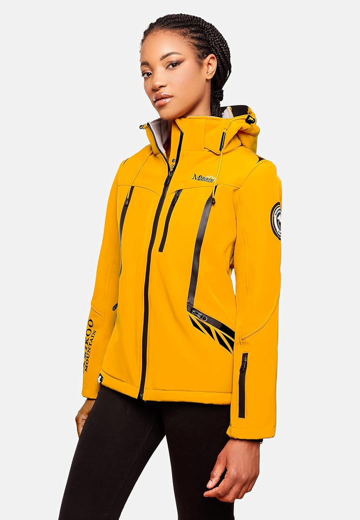 MARIKOO Damen Softshelljacke wasserdichte Funktionsjacke mit Abnehmbarer Kapuze Mount-Cho-Oyu XS Amb