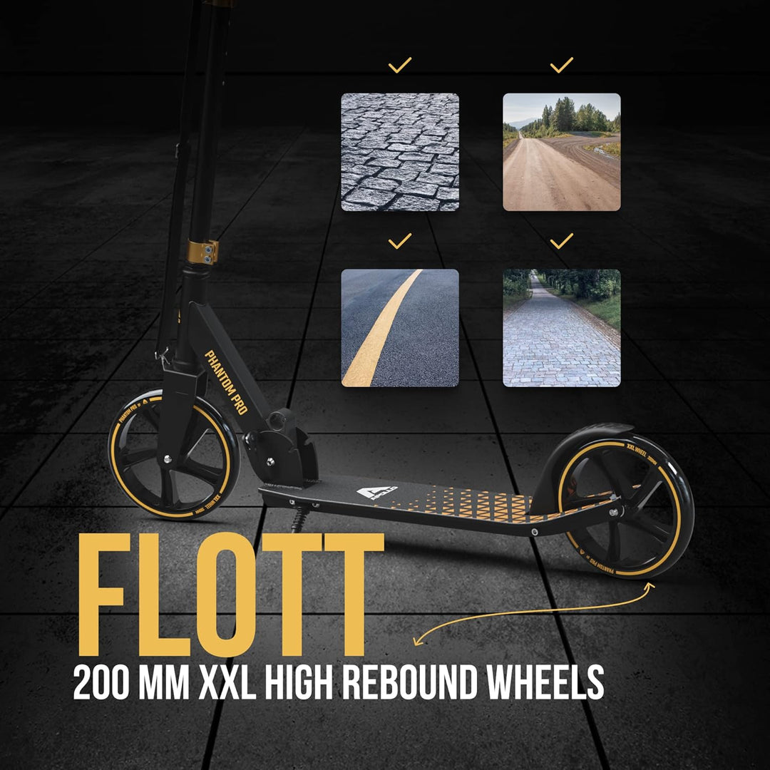 Apollo Phantom Pro City Scooter - XXL-Räder, faltbar, höhenverstellbar, Tretroller für Erwachsene, K