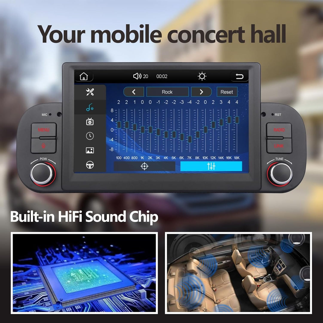 YZKONG Autoradio für FIAT Panda 2013-2020 Wireless Radio Apple CarPlay Android Auto Bluetooth 7 Zoll