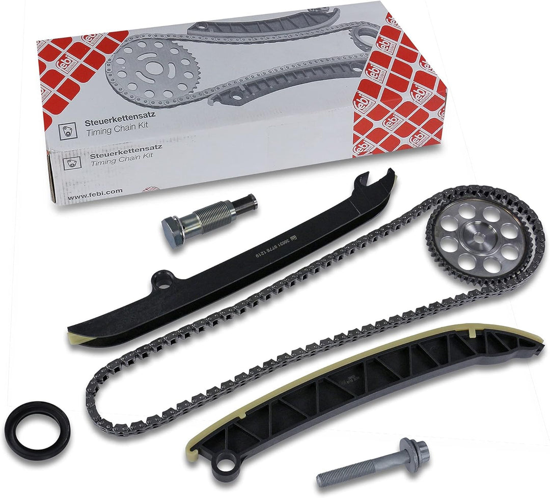 febi bilstein 104259 Steuerkettensatz für Nockenwelle, mit Gleitschienen und Kettenspanner , 1 Stück