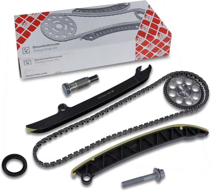 febi bilstein 104259 Steuerkettensatz für Nockenwelle, mit Gleitschienen und Kettenspanner , 1 Stück