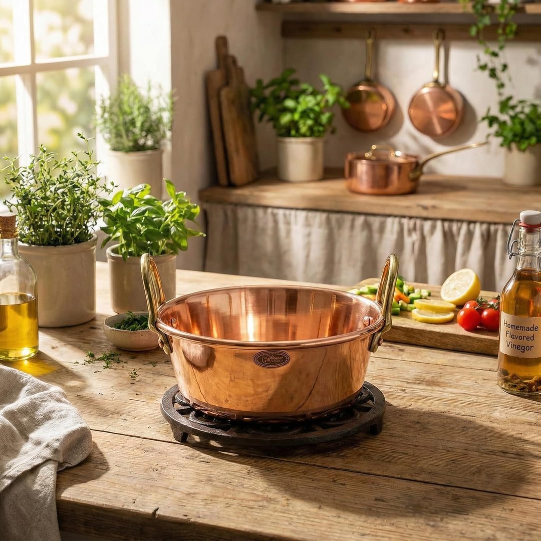 CopperGarden Sossen- & Marmeladentopf 3 Liter I Kochtopf aus Kupfer mit 24 cm Durchmesser I grosser