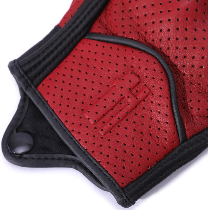 Harssidanzar Herren Motorradhandschuhe Ziegenleder Vollfinger Atmungsaktives und Perforiertes Design