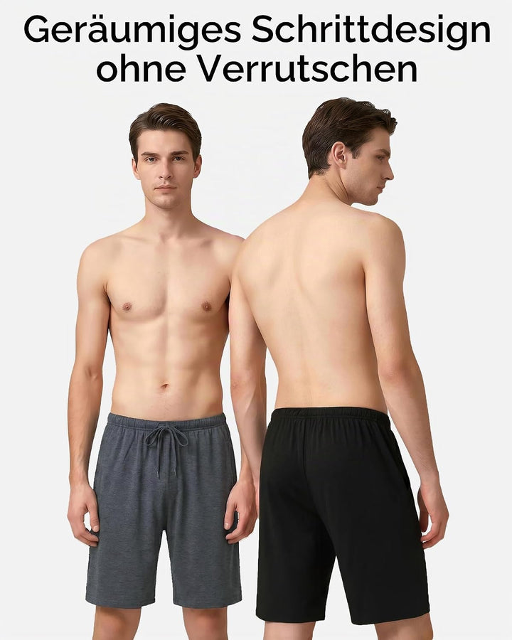 Chalier Cozy 2er Pack Pyjamahose Herren Kurz Modal Schlafanzughose Weich Verstellbare Taille, Beidse