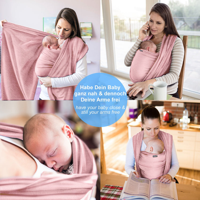 Babytragetuch aus 100% Baumwolle - Rosa – hochwertiges Baby-Tragetuch für Neugeborene und Babys bis