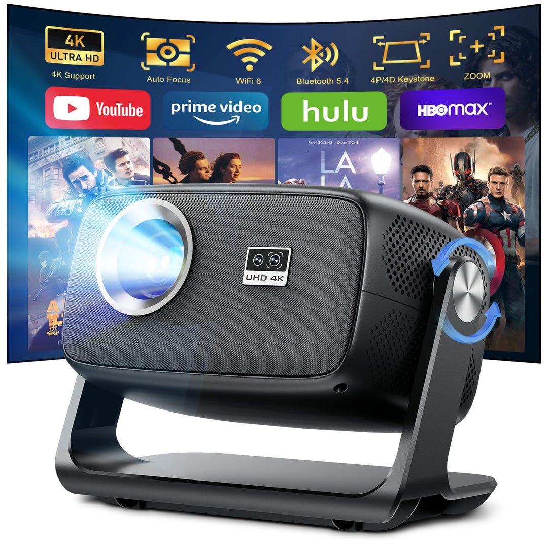 Smart Projector 4K Beamer für Heimkino mit Android 14.0, 30000 Lumen, Autofokus & Trapezkorrektur, B