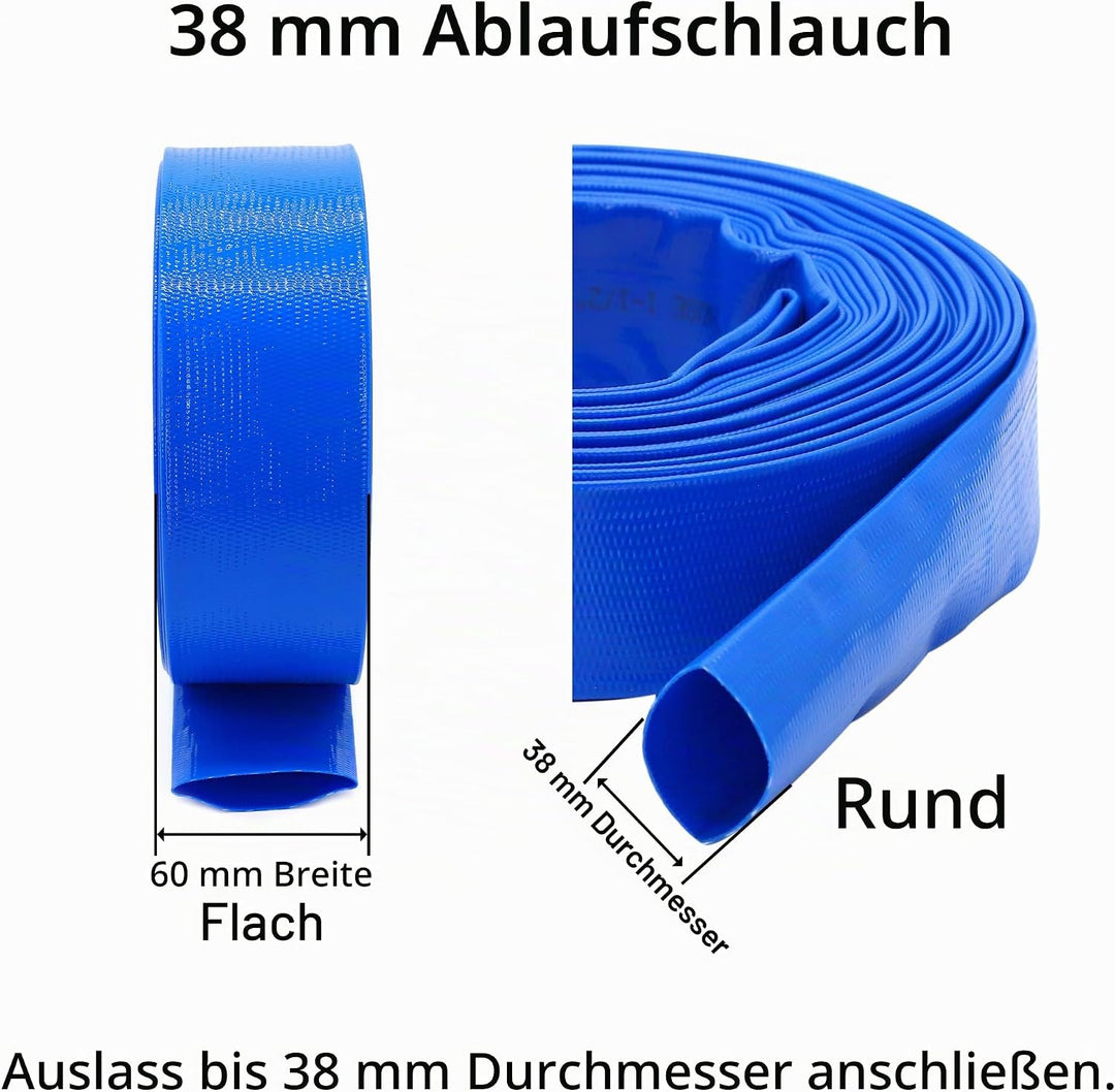 1 1/2 Zoll D-38 Flachschlauch Bauschlauch Industrieschlauch, 10M Gewebeschlauch, Für Tauchpumpen und
