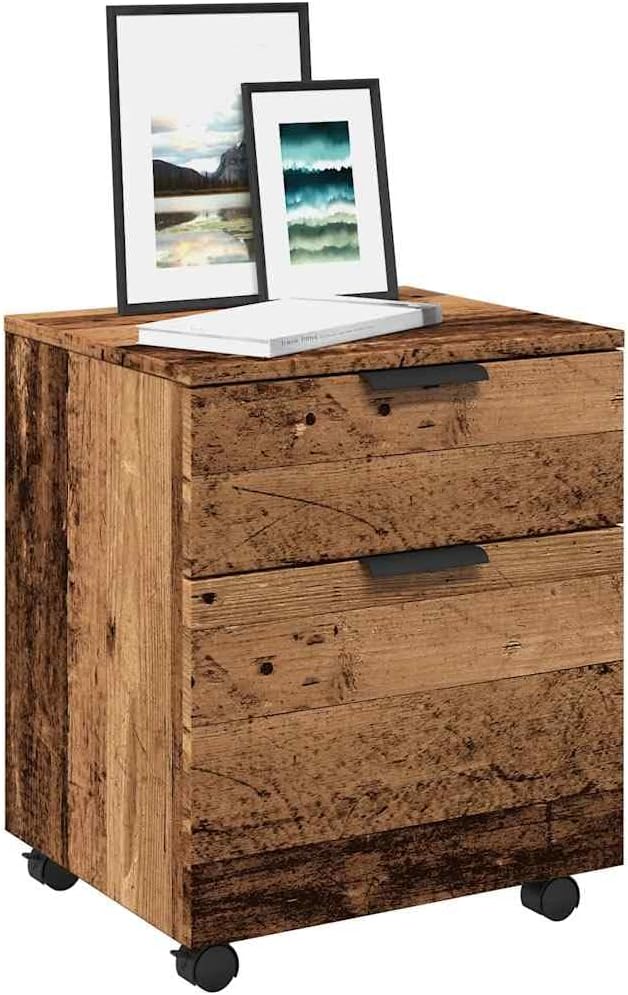 Rollcontainer MOSAB rollbar Altholz 45x38x54 cm | Nachttisch mit Rollen Aktenschrank rollbar kleiner