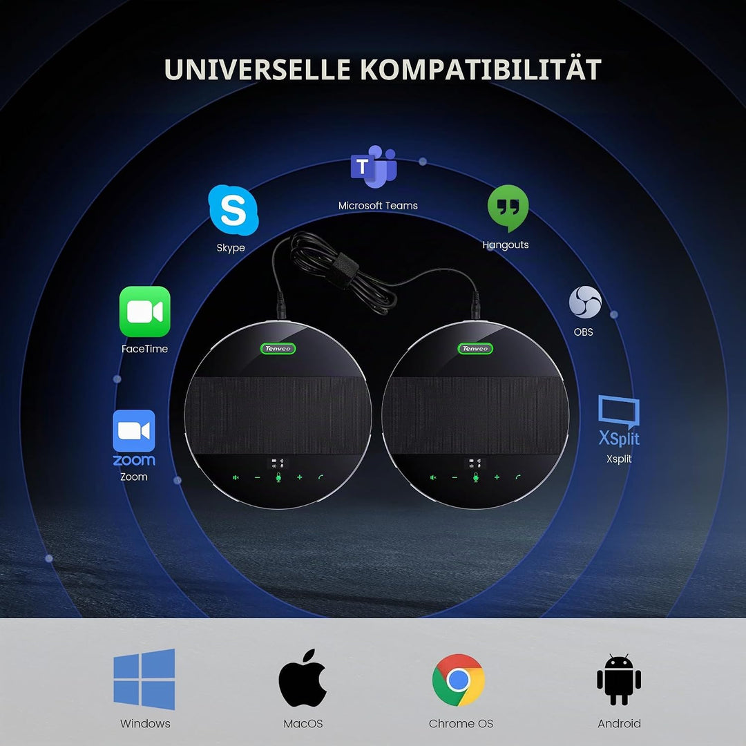 Tenveo M5B-EX Pro Drahtlose Konferenz-Freisprecheinrichtung | Daisy-Chain 2 Einheiten für 30 Teilneh