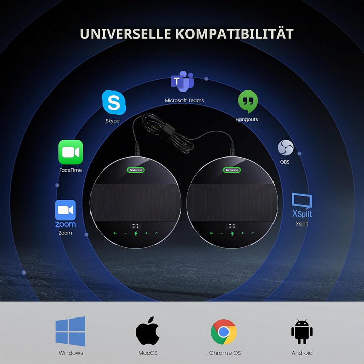 Tenveo M5B-EX Pro Drahtlose Konferenz-Freisprecheinrichtung | Daisy-Chain 2 Einheiten für 30 Teilneh