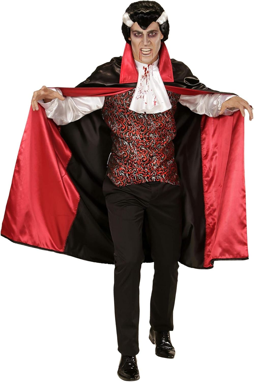 Widmann Erwachsenenkostüm Vampir, Shirt mit Weste und Jabot und Umhang, S