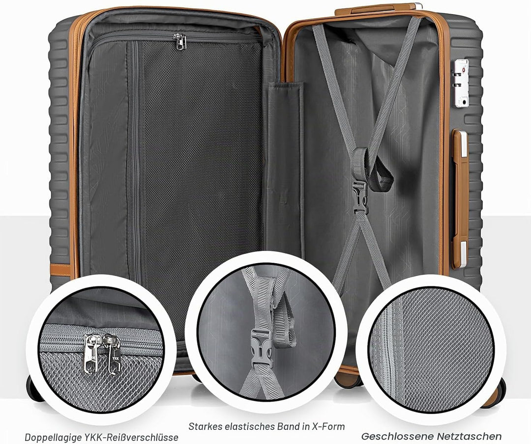 Joyway Kofferset Reisekoffer Set 7tlg Hartschale mit Beautycase Kosmetikkoffe mit 4 Rollen und TSA-S