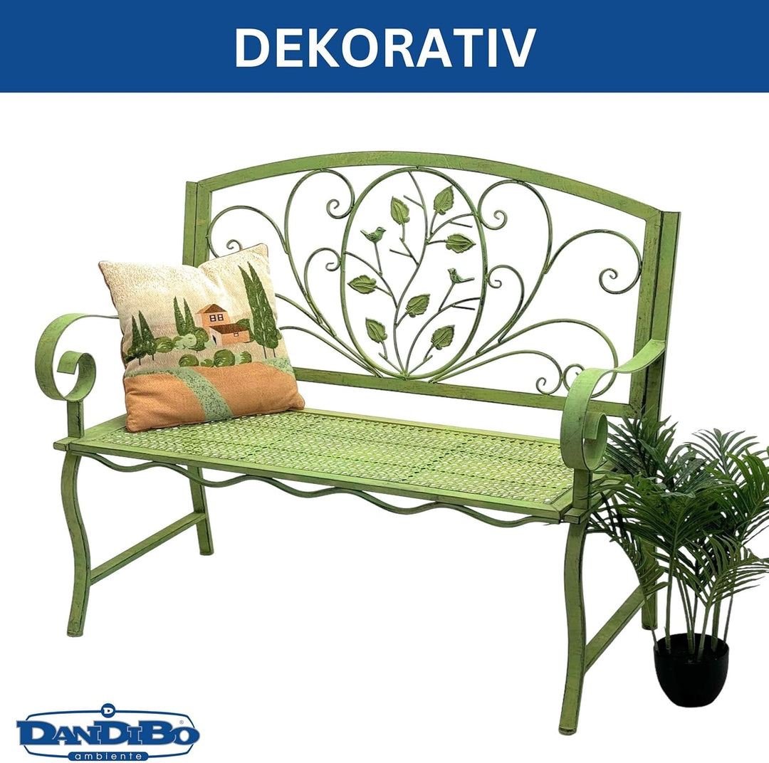 DanDiBo Gartenbank Rossa Wetterfest 2 Sitzer Metall Grün 110 cm 96593 Sitzbank Eisen Bank Garten Ant