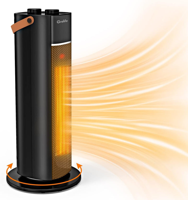 Grelife Heizlüfter, 1500W Energiesparende Elektrische Heizung mit Thermostat, 70° Schwenkfunktion, 3
