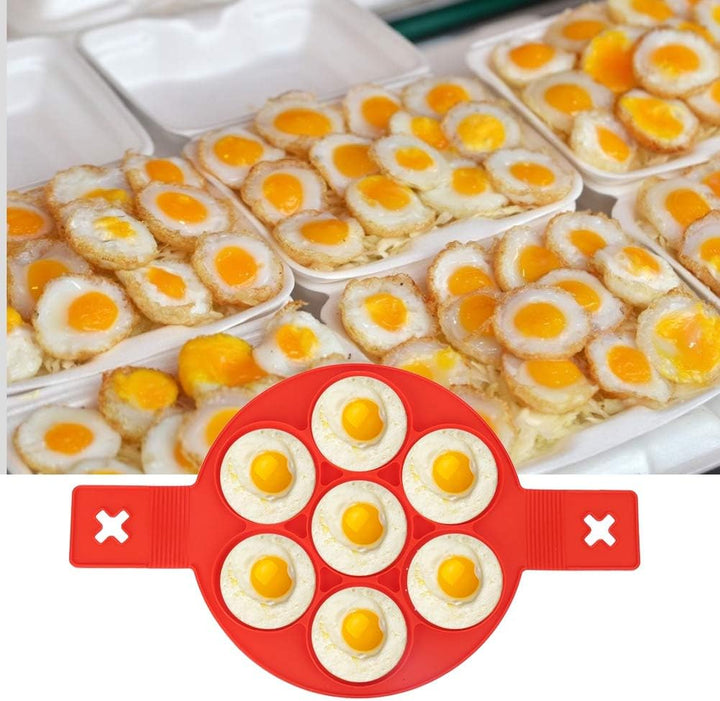 2 Stück Eier Pfannkuchen Ring Antihaft Pfannkuchen Maschine Form Silikon Friteuse 7-Loch Runde Diy E