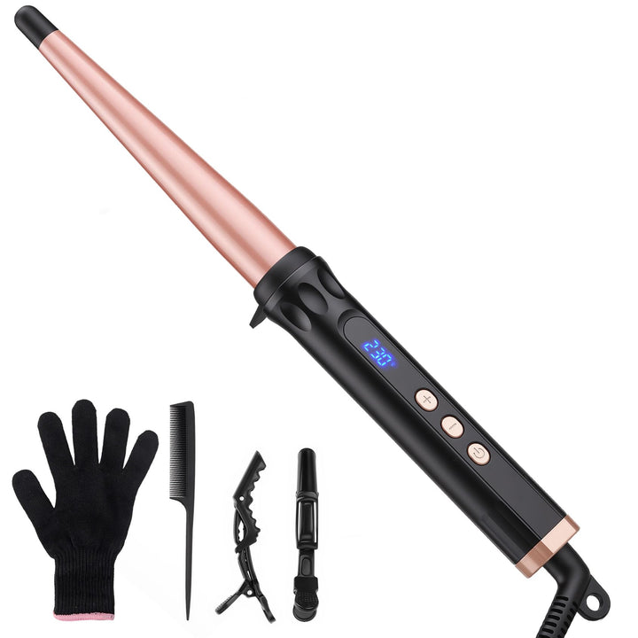 Lockenstab Kegelförmig 13-25mm, Gleichmässige Wärme Durch Keramikbeschichtung, LCD-Display mit 14 St