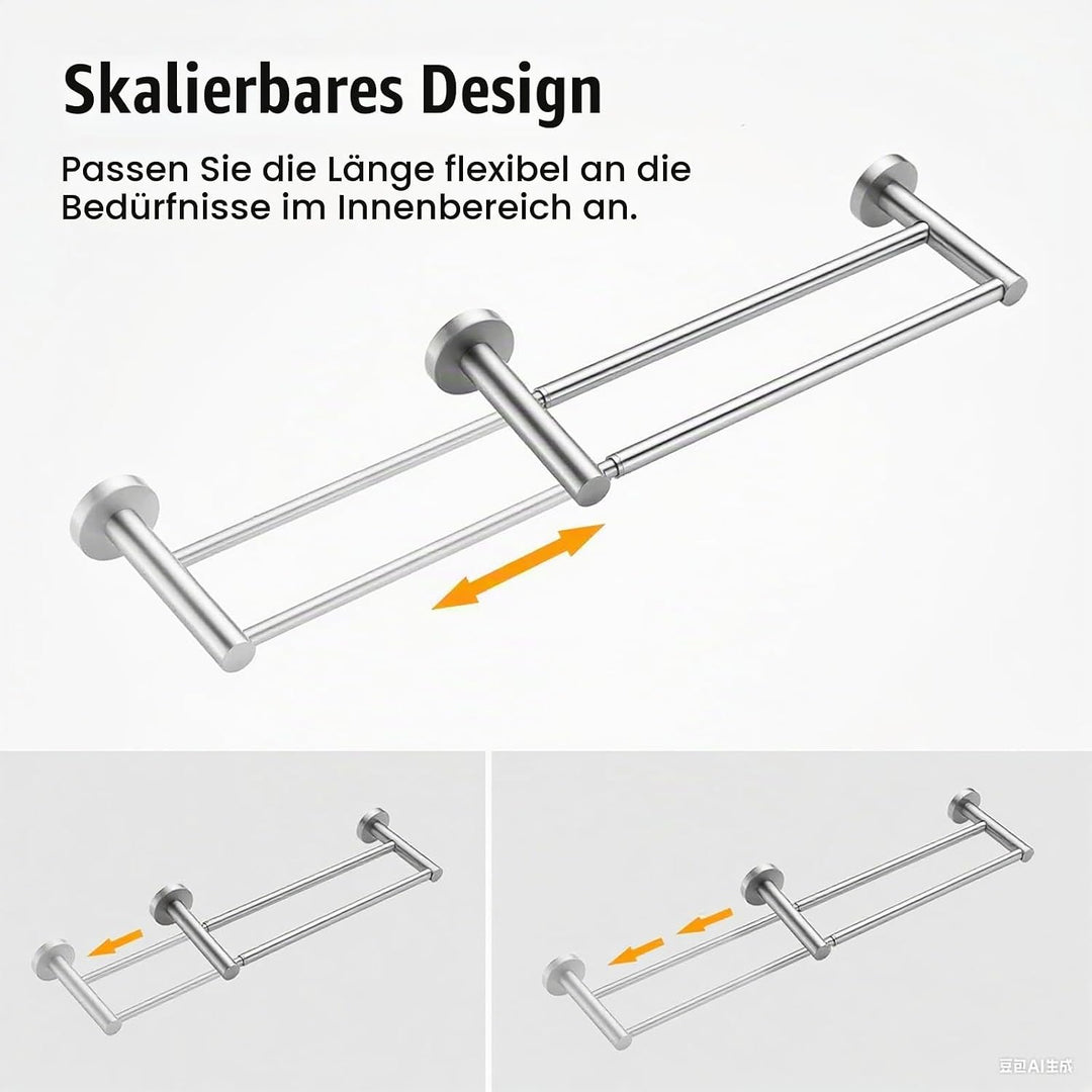 Handtuchhalter Badezimmer, 43-72cm Handtuchstange Verstellbar, 304 Handtuchhalter Edelstahl, Doppelt
