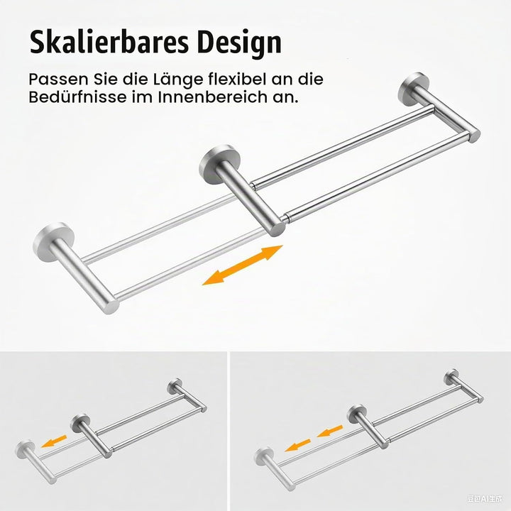 Handtuchhalter Badezimmer, 43-72cm Handtuchstange Verstellbar, 304 Handtuchhalter Edelstahl, Doppelt