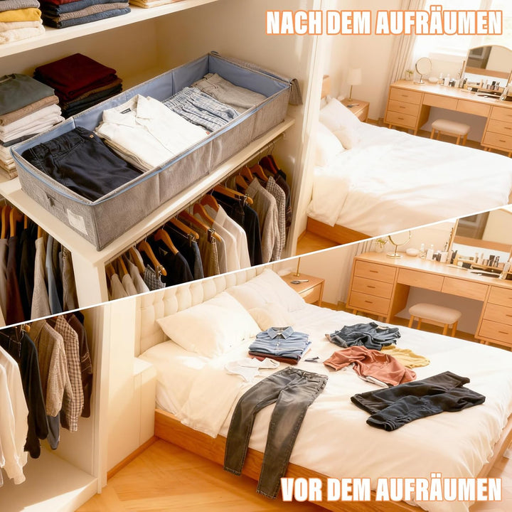 2 STK Unterbett Aufbewahrungsbox mit Deckel, 103L Faltbar Unterbettkommode mit Griff, Doppelreissver