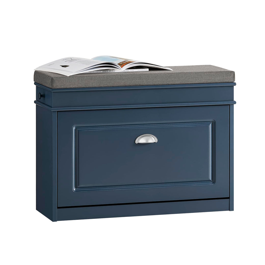 SoBuy Schuhbank mit Sitzfläche Sitzbank mit Stauraum und Klappen, schmaler Schuhschrank mit Sitzbank