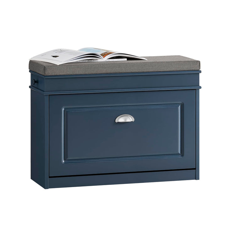 SoBuy Schuhbank mit Sitzfläche Sitzbank mit Stauraum und Klappen, schmaler Schuhschrank mit Sitzbank