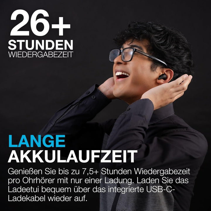 JLab Go Pods ANC In-Ear Kopfhörer Bluetooth mit Noise Cancelling - Kabellose Earbuds mit 26+ Std. -
