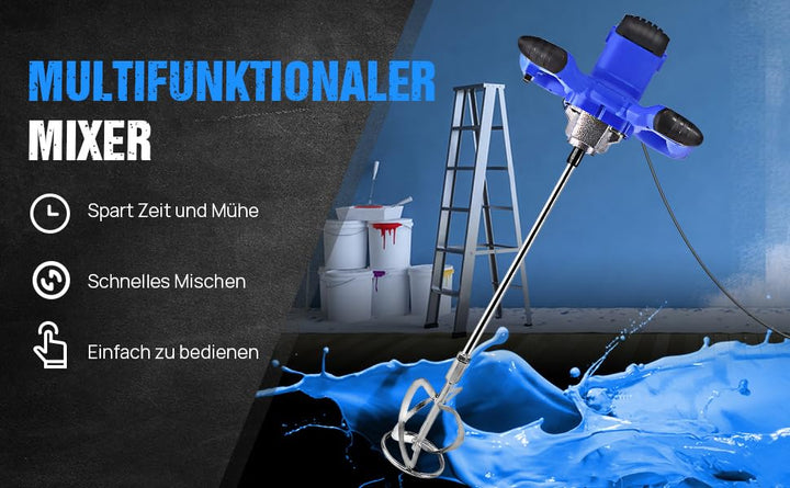 Mörtelrührer Rührwerk für Mischgut Beton, Mörtel, Putz, Handrührwerk 2800W, 6-stufige Drehzahlregelu