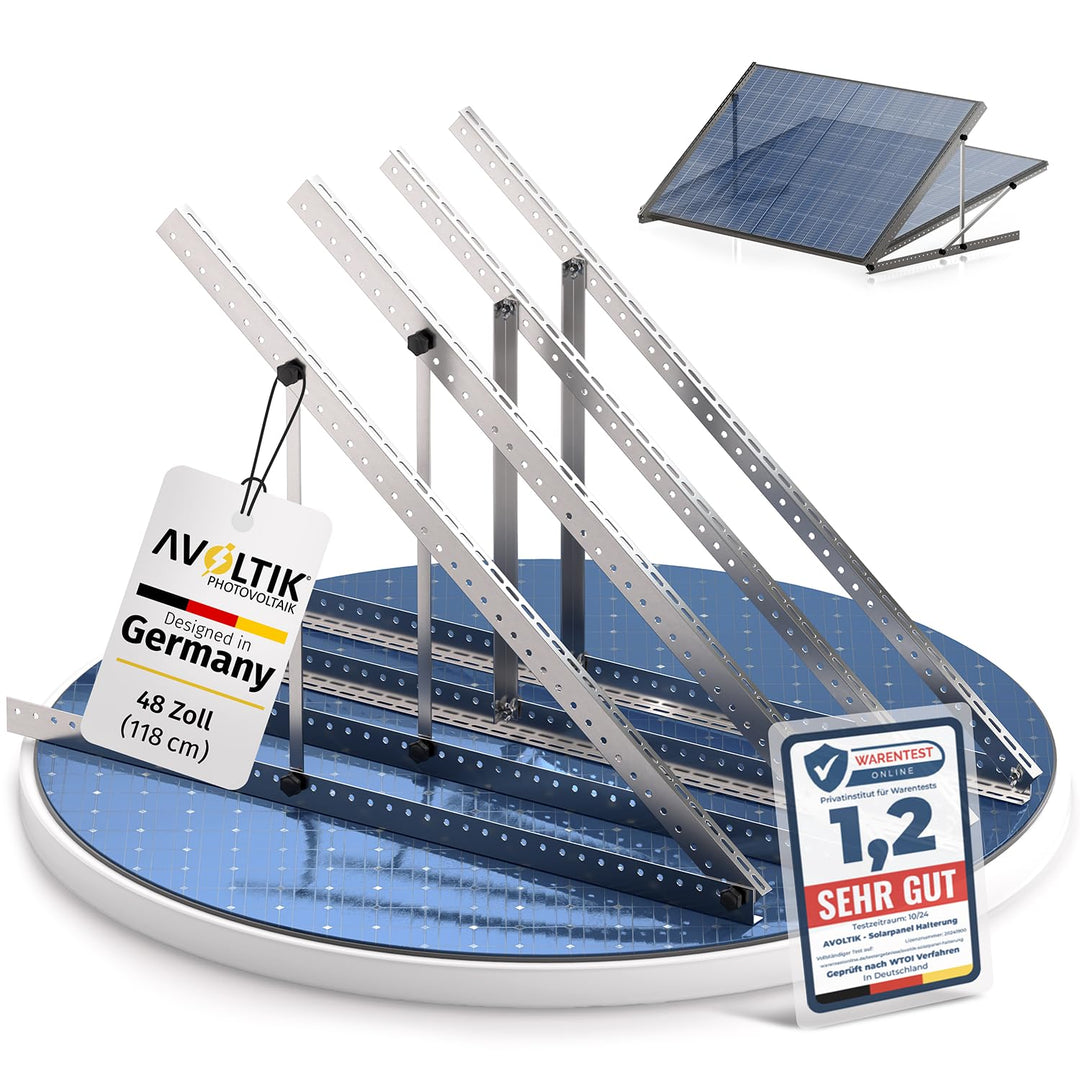 Balkonkraftwerk Halterung im 2er Set (bis 114cm) I Halterung für 2 Solarpanel-Module I Verstellbar v