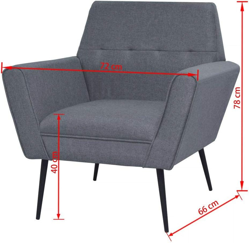 Festnight Sessel Sofa Einzelsofa Sofagarnitur Polstersofa Stahlbeine und Stoff Hellgrau 72 x 66 x 78