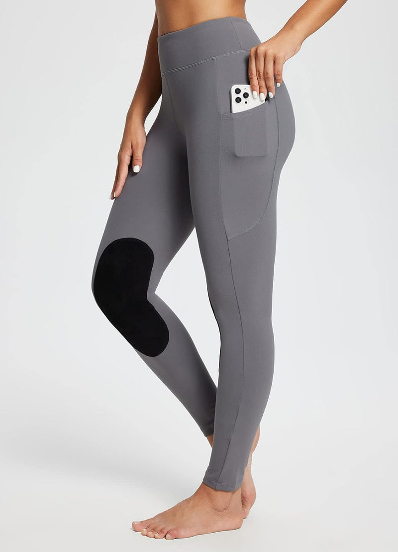 BALEAF Damen Reithose Winter Reitleggings Kniebesatz wasserabwiesend Thermoleggings gefüttert mit Ha