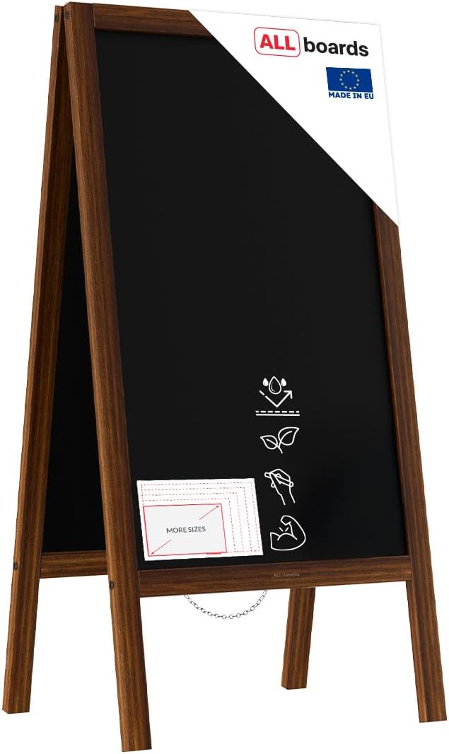 ALLboards Kundenstopper Wasserfest mit lackiertem Holzrahmen 100x60cm, Werbetafel, Gehwegaufsteller,