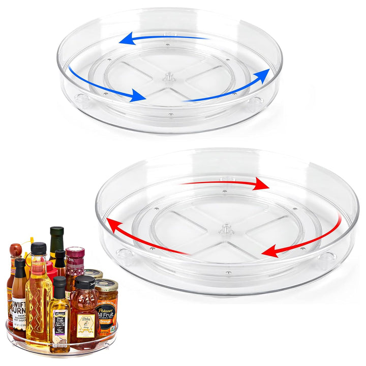 2 Stück Drehteller Kühlschrank Organizer Lazy Susan (23,5cm&27cm), 360° Rondell Küchen Organizer Dre