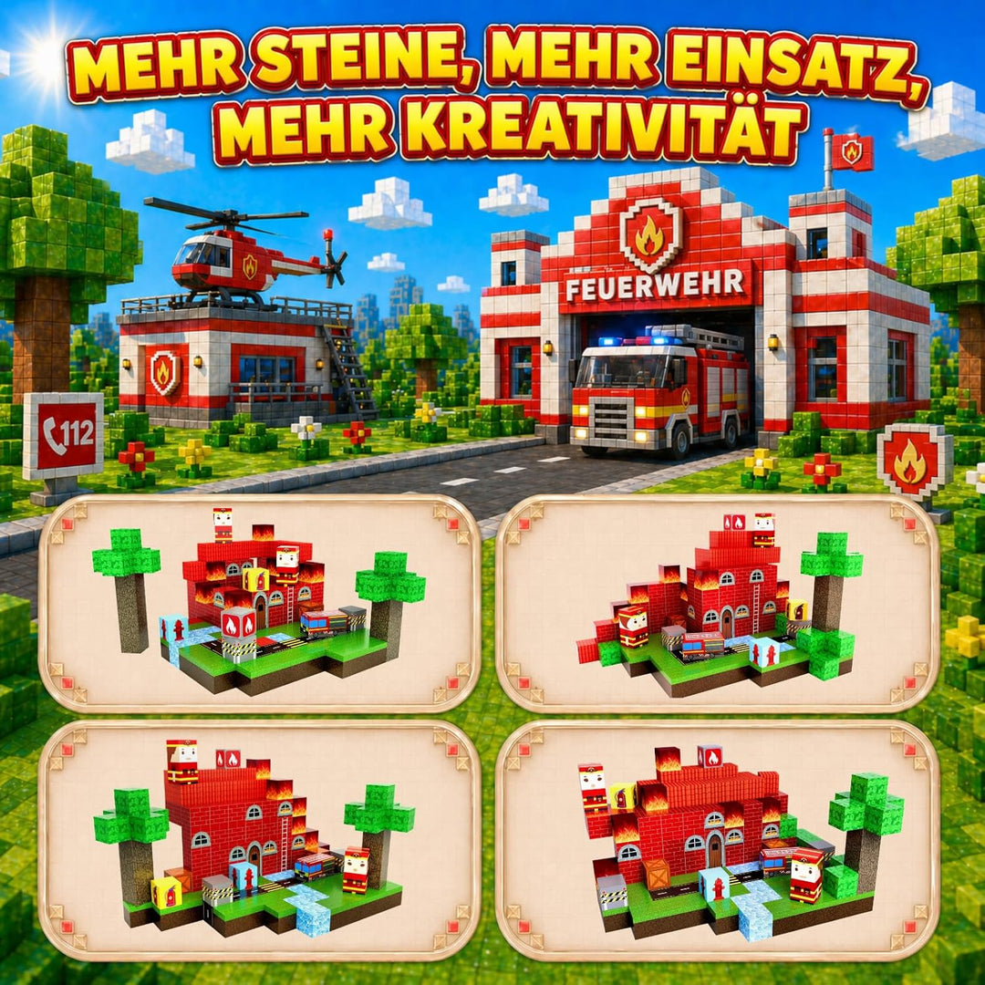 Spiele Kontor Magnetische Bausteine Feuerwehr - 150 Stück Magnetbausteine | Kinderspielzeug für Jung
