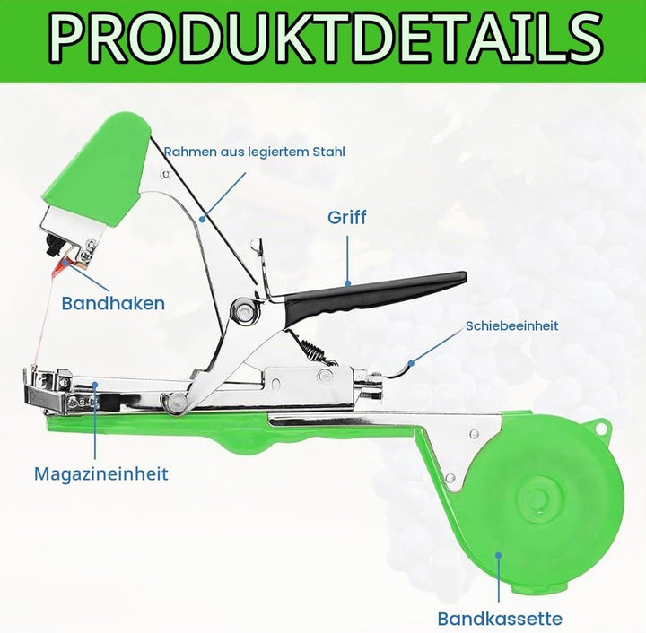 Pflanzenbindemaschine,Bindezange für Pflanzen,Pflanzenbindegerät mit 10000 Stück Nägel und 20 Rollen