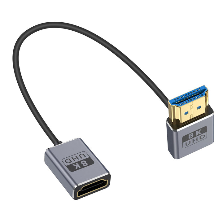 Duttek HDMI-Verlängerungskabel, 8 K, 90 Grad, abgewinkelt, HDMI-Stecker auf Buchse, 48 Gbit/s Bandbr