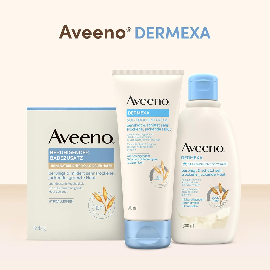 Aveeno Beruhigender Badezusatz 8 x 42 g, pflegendes Entspannungsbad aus 100 Prozent natürlichem koll