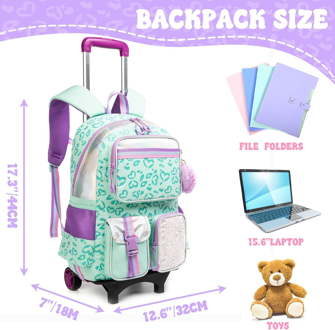 Schulranzen Mit Rollen Kinder Trolley Rucksack Mädchen Rolling Reisegepäck Kinderkoffer Schulrucksac