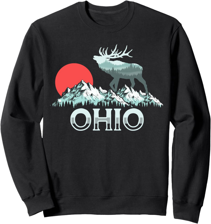 Vintage Ohio Elk Hunter Conservation Retro Graphic Sweatshirt