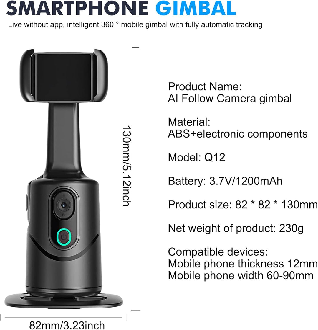 360° Auto Face Tracking Gimbal, 360° Drehung Verfolgung Stativ, Gesichtserkennendes Stativ Mit Dual