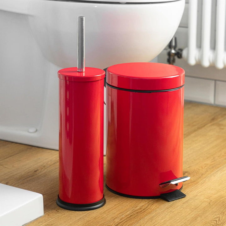 Harbour Housewares Runde Badezimmerpedalbehälter - 3L - Rot, rot