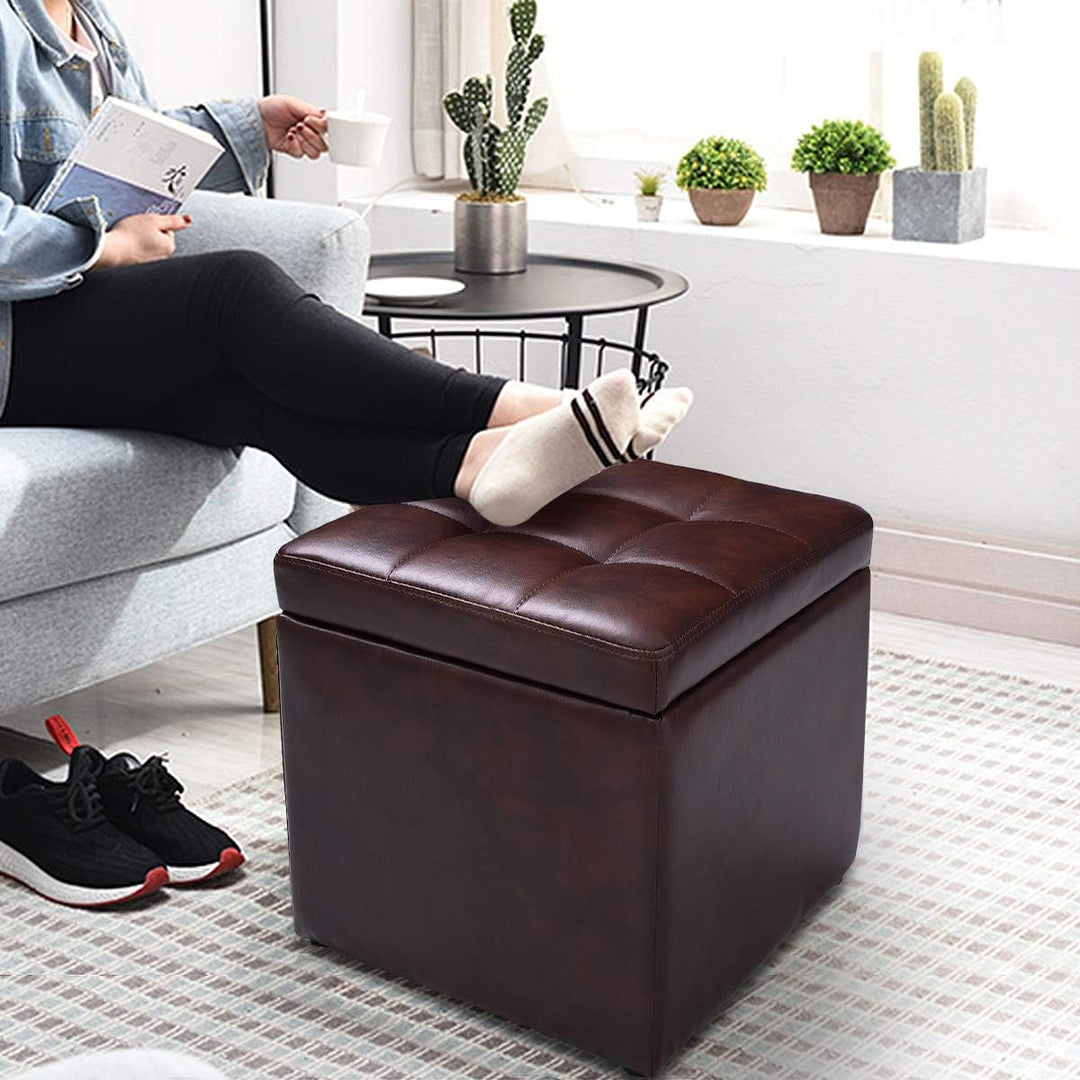 GIANTEX Sitzhocker mit Stauraum, Sitzwürfel Sitzbox auS PU, Sitztruhe Sitzcube Aufbewahrungsbox Fuss