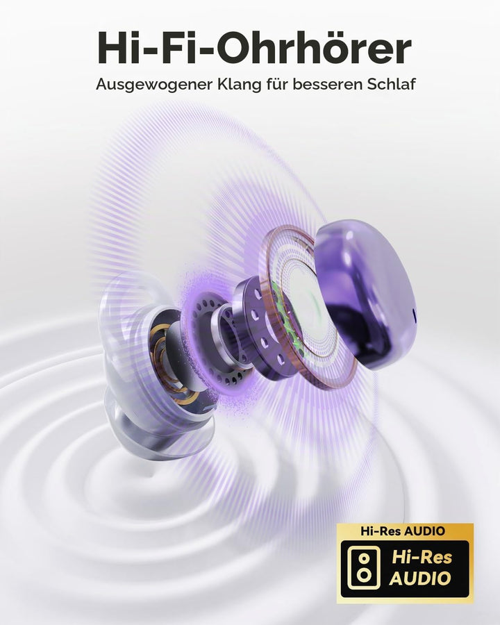 MONODEAL Schlafkopfhörer Bluetooth 5.4 Sleep Earbuds, Weiche Kopfhörer Schlafen Sleepbuds, Unsichtba