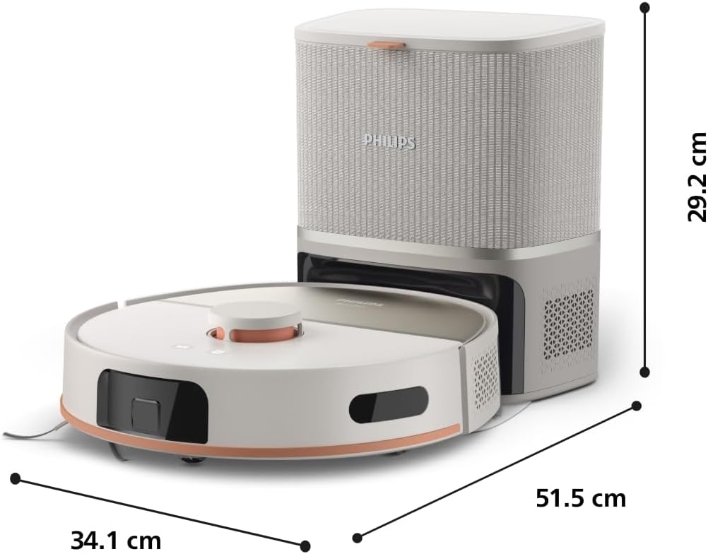 Philips Homerun 5000 Series Saug- & Wischroboter, Doppelter Wischmopp, 10.000Pa Saugkraft, Auto-Entl