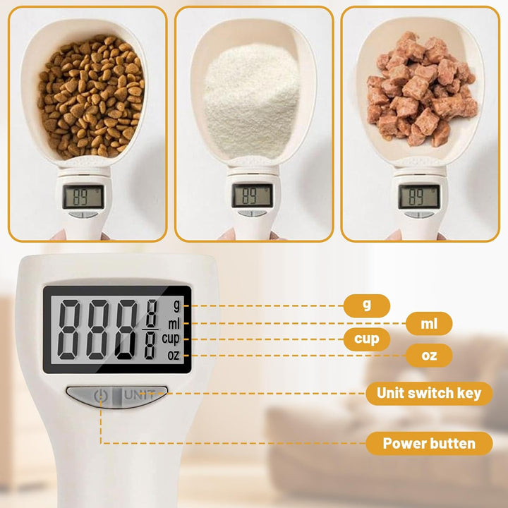 Löffelwaage Hundefutter, Digitale Löffelwaage mit 0,1-g-Genauer Teilung, Futterschaufel Hund Waage m