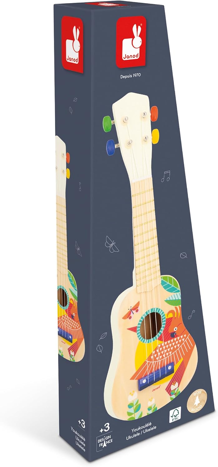 Janod - Gioia Ukulele aus Holz - Musikinstrument für Kinder - Rollenspiel und Musikalische Früherzie