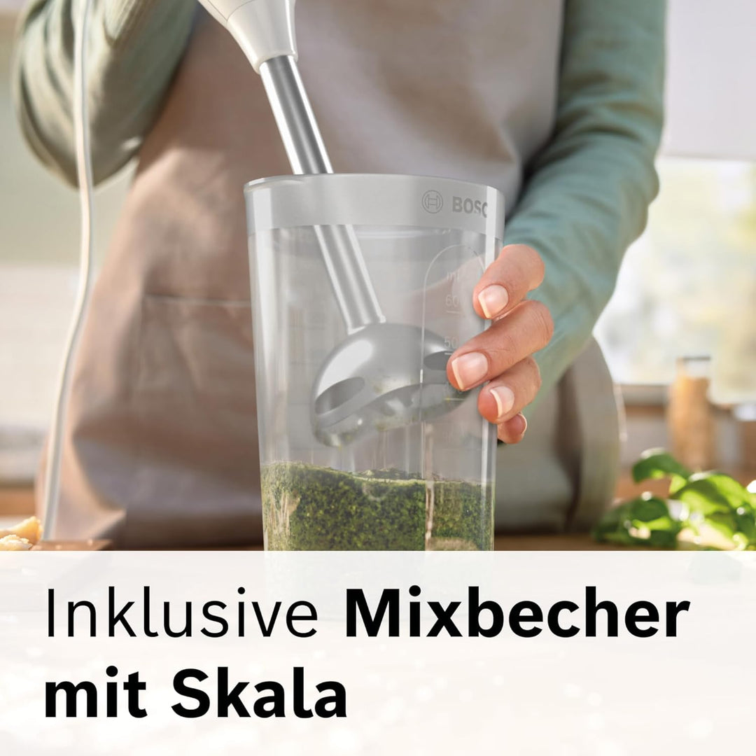 Bosch Hausgeräte Stabmixer ErgoMixx MSM66110, Edelstahl-Mixfuss, Mix- und Messbecher, 2 Geschwindigk